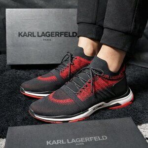 Karl Lagerfeldld Paris knit leather sock sneaker